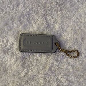 Coach Light Gray Keychain with Gold Chain